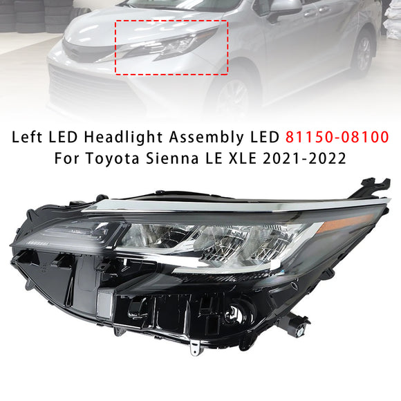 2021-2022 Toyota Sienna LE XLE Conjunto de farol LED esquerdo + direito LED 81110-08100 81150-08100
