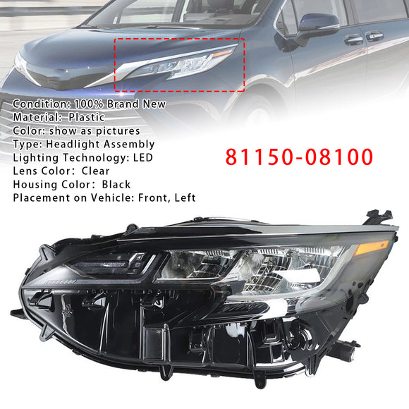2021-2022 Toyota Sienna LE XLE Conjunto de farol LED esquerdo + direito LED 81110-08100 81150-08100