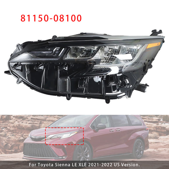 2021-2022 Toyota Sienna LE XLE Conjunto de farol LED esquerdo + direito LED 81110-08100 81150-08100
