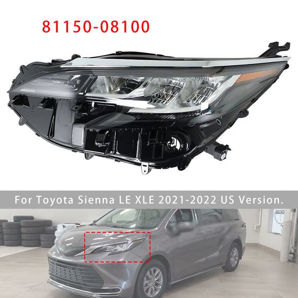 2021-2022 Toyota Sienna LE XLE Conjunto de farol LED esquerdo + direito LED 81110-08100 81150-08100
