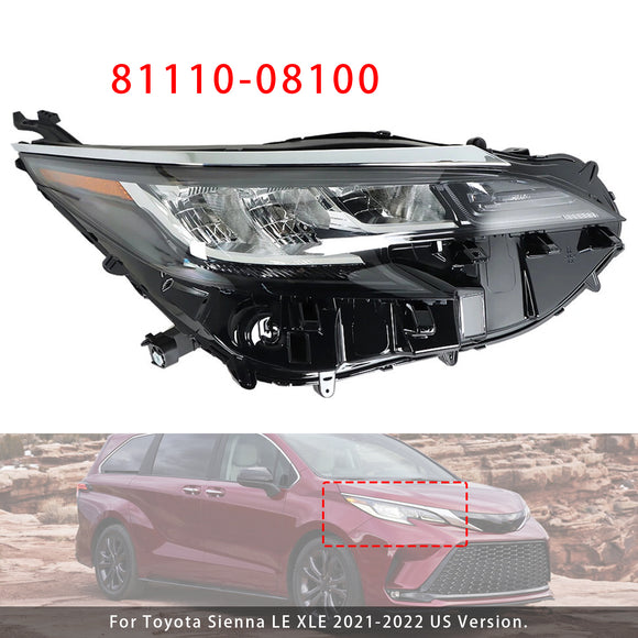 2021-2022 Toyota Sienna LE XLE Conjunto de farol LED esquerdo + direito LED 81110-08100 81150-08100