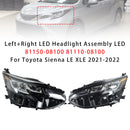 2021-2022 Toyota Sienna LE XLE Conjunto de farol LED esquerdo + direito LED 81110-08100 81150-08100-14