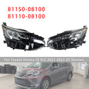 2021-2022 Toyota Sienna LE XLE Conjunto de farol LED esquerdo + direito LED 81110-08100 81150-08100-33