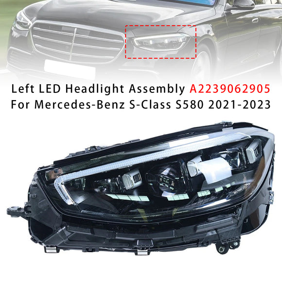 2021-2023 Mercedes-Benz S-Class S580 Vasen+oikea LED-ajovalokokoonpano A2239062905 A2239065004
