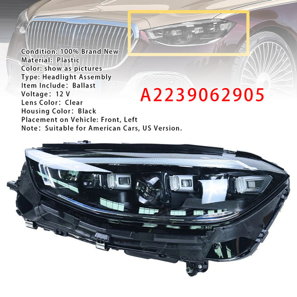 2021-2023 Mercedes-Benz S-Class S580 Vasen+oikea LED-ajovalokokoonpano A2239062905 A2239065004