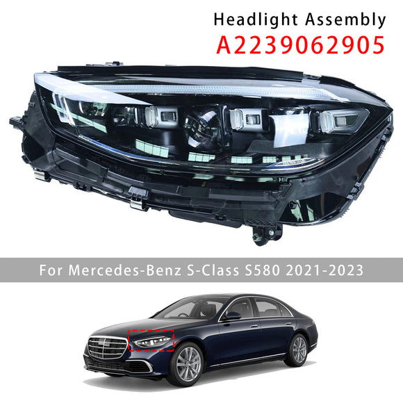 2021-2023 Mercedes-Benz S-Class S580 Vasen+oikea LED-ajovalokokoonpano A2239062905 A2239065004