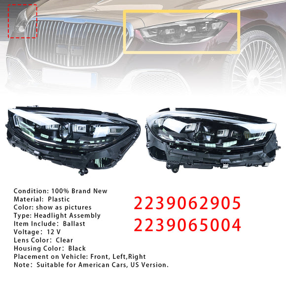 2021-2023 Mercedes-Benz S-Class S580 Vasen+oikea LED-ajovalokokoonpano A2239062905 A2239065004