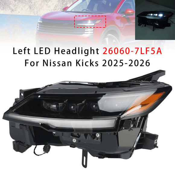 2025-2026 Nissan Kicks farol LED esquerdo + direito 26060-7LF5A 26010-7LF5A