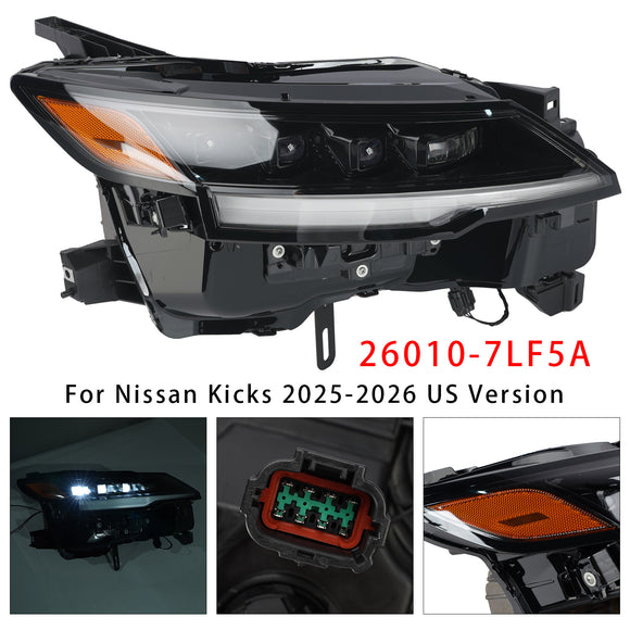 2025-2026 Nissan Kicks farol LED esquerdo + direito 26060-7LF5A 26010-7LF5A