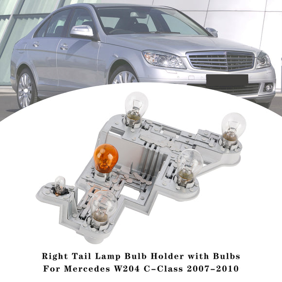 2007-2010 Mercedes W204 C-Class Left+Right Pair Tail Lamp Bulb Holder with Bulbs A2048201500 A2048201600