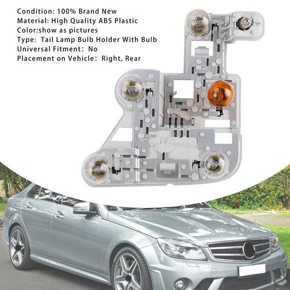 2007-2010 Mercedes W204 C-Class Left+Right Pair Tail Lamp Bulb Holder with Bulbs A2048201500 A2048201600