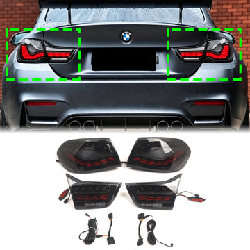 2014-2020 BMW 4 Serie M4 GTS F32 F33 F82 F36 F83 L&R Gerookte LED-achterlichten, complete achterlichtunit 63217296100 63217296099