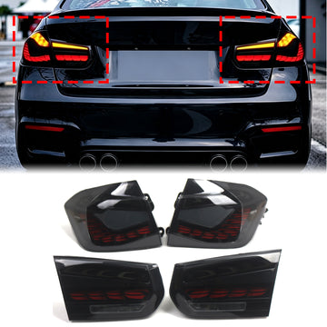 2013-2018 BMW 3-serie F30 F35 F80 M3 L&R Gerookte LED-achterlichten, sequentiële achterlichten 63217313039 63217372793