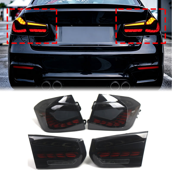 2013-2018 BMW 3-serie F30 F35 F80 M3 L&R Gerookte LED-achterlichten, sequentiële achterlichten 63217313039 63217372793