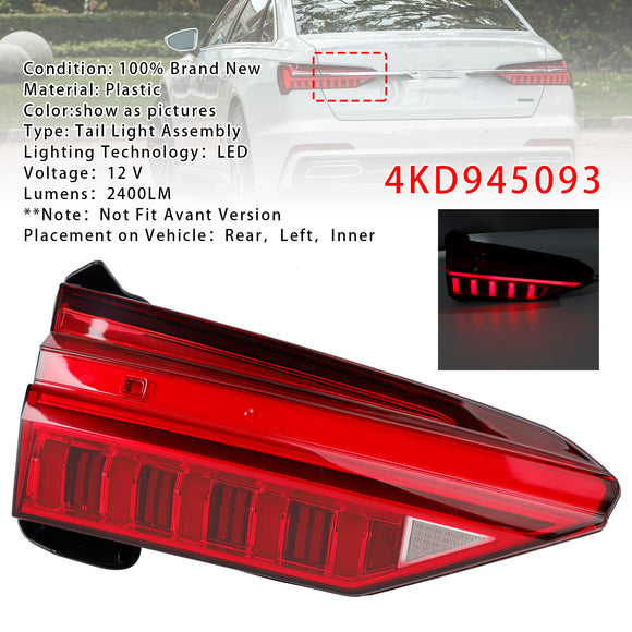 2019-2023 Audi A6 C8 4PCS Left Right Outer Inner LED Tail Light Assembly 4KD945093 4K5945093
