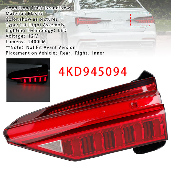 2019-2023 Audi A6 C8 4PCS Left Right Outer Inner LED Tail Light Assembly 4KD945093 4K5945093