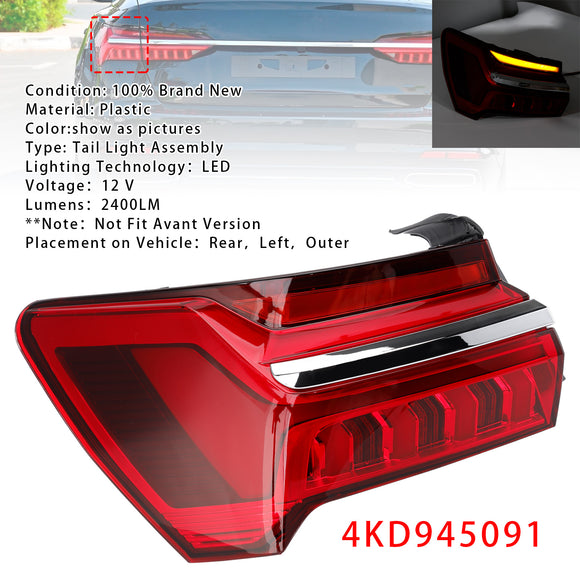 2019-2023 Audi A6 C8 4PCS Left Right Outer Inner LED Tail Light Assembly 4KD945093 4K5945093