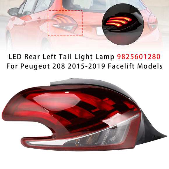 2015-2019 Peugeot 208 Facelift-modellen LED achterlicht links + rechts achterlichtlamp 9825601280 9810343080