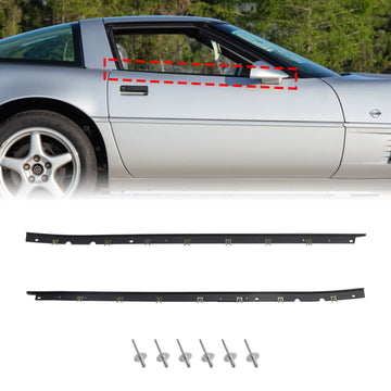 1984-1996 Chevrolet Corvette C4 Driver + Passenger Sides Door Panel Outer Window Seals MID-845680