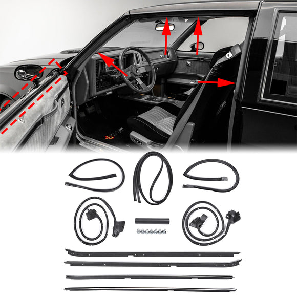 1981-1988 Buick Regal/Oldsmobile Cutlass RWD 2-deurs G-body tochtstripset 568979