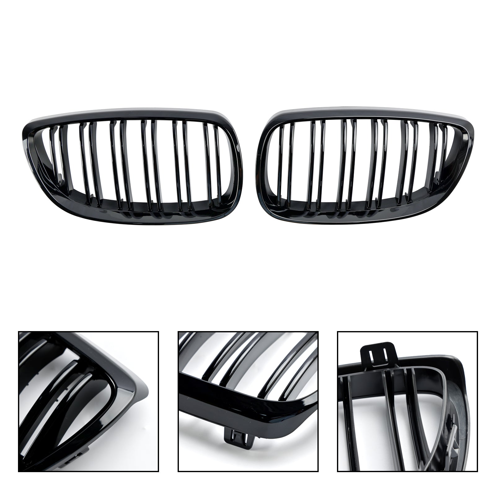 2006-2010 BMW E92 E93 335i/328i/320d/330i/325i/M3 Pre-Facelift Front Kidney Grill Gloss Black Grille