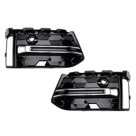 Audi A6 C8 2023-2025 Preto Chrome Cover Grill 2PCS Amortecedor Dianteiro Farol de Nevoeiro Guarnição