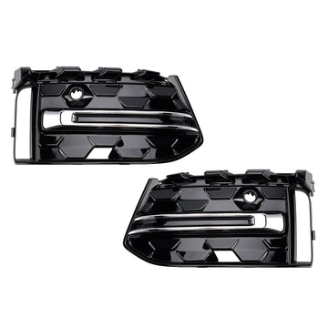 Audi A6 C8 2023-2025 Black Chrome Cover Grill 2PCS Front Bumper Fog Light Grille Trim