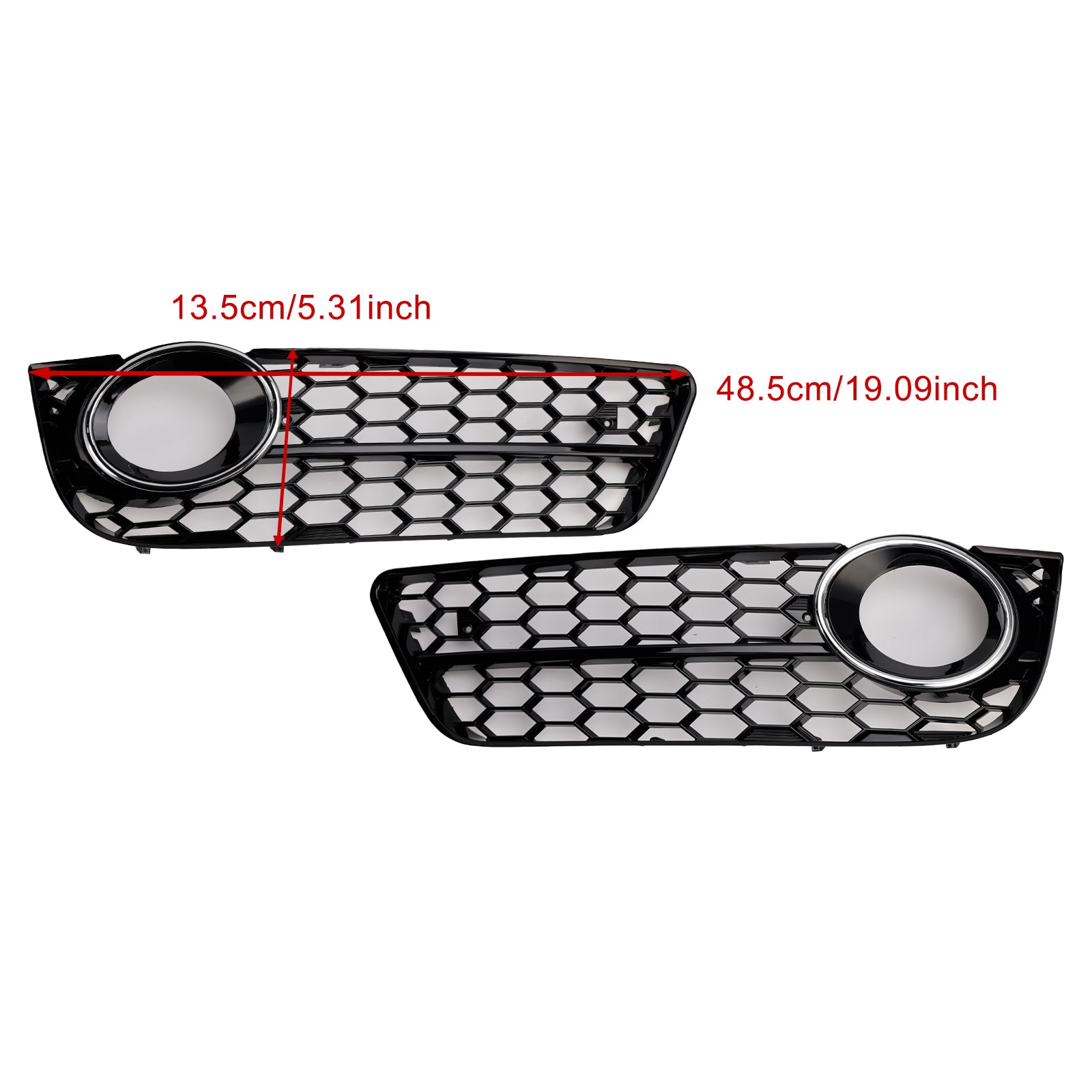 2PCS Honeycomb Front Fog Lamp Cover Grille Grill Fit Audi A5 2007-2011 - 0