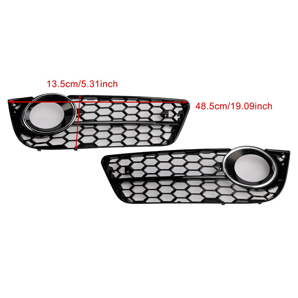 Audi A5 Standart 2007-2012 Pair Honeycomb Front Fog Light Cover Grille Chrome Grill