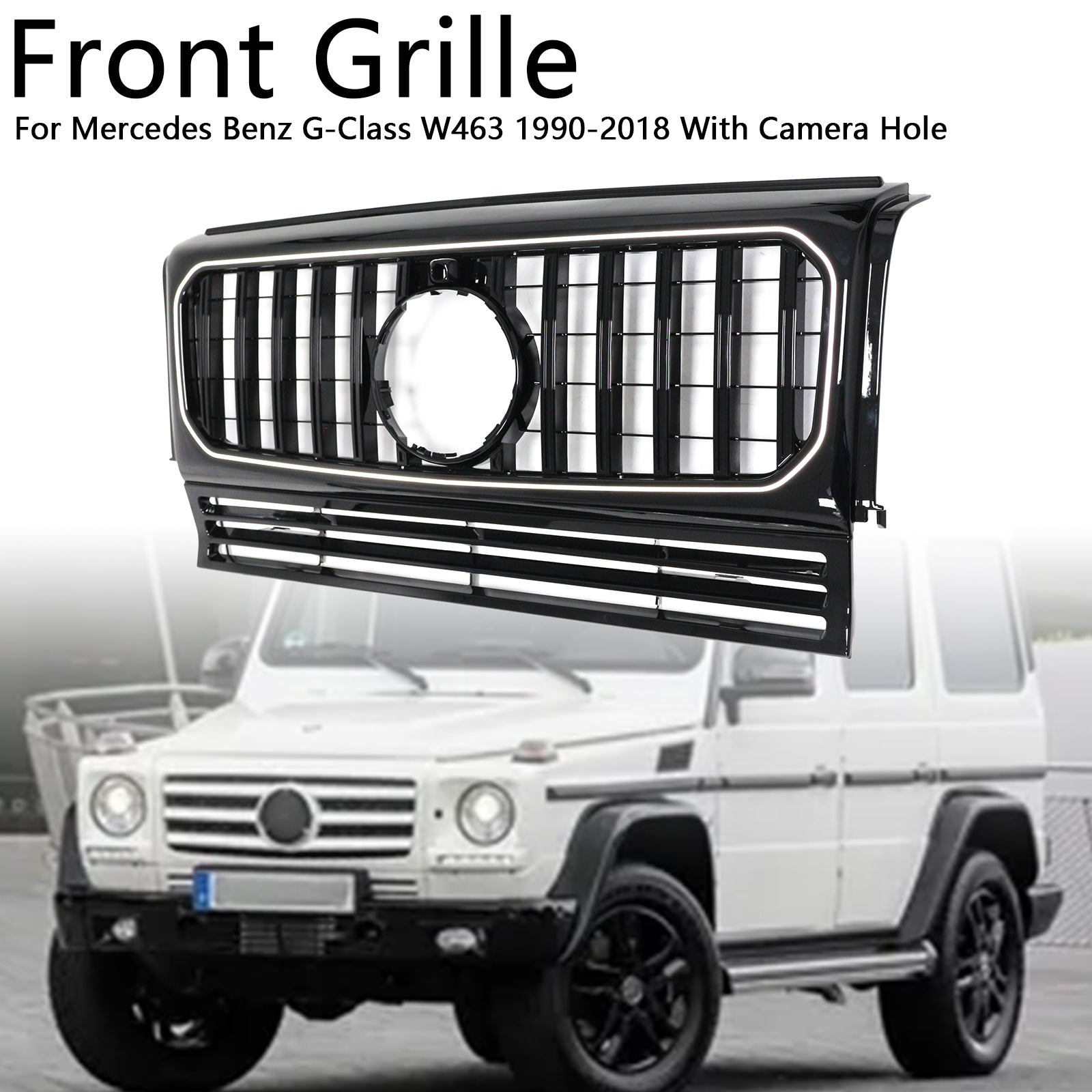 Mercedes Benz G-Class W463 1990-2018 Front Grille GT Panamericana Center Bumper Grill With LED