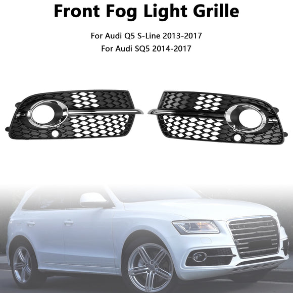 2013-2017 Audi Q5 S-Line SQ5 Grille de phare antibrouillard pour pare-chocs avant Grille chromée noire