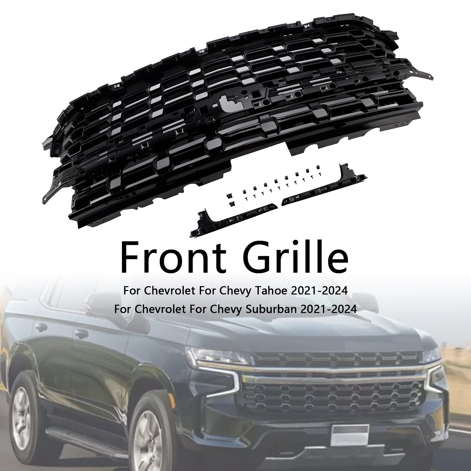 Z71-Look Front Bumper Grille Fit Chevrolet Tahoe/Suburban 2021-2024 Black