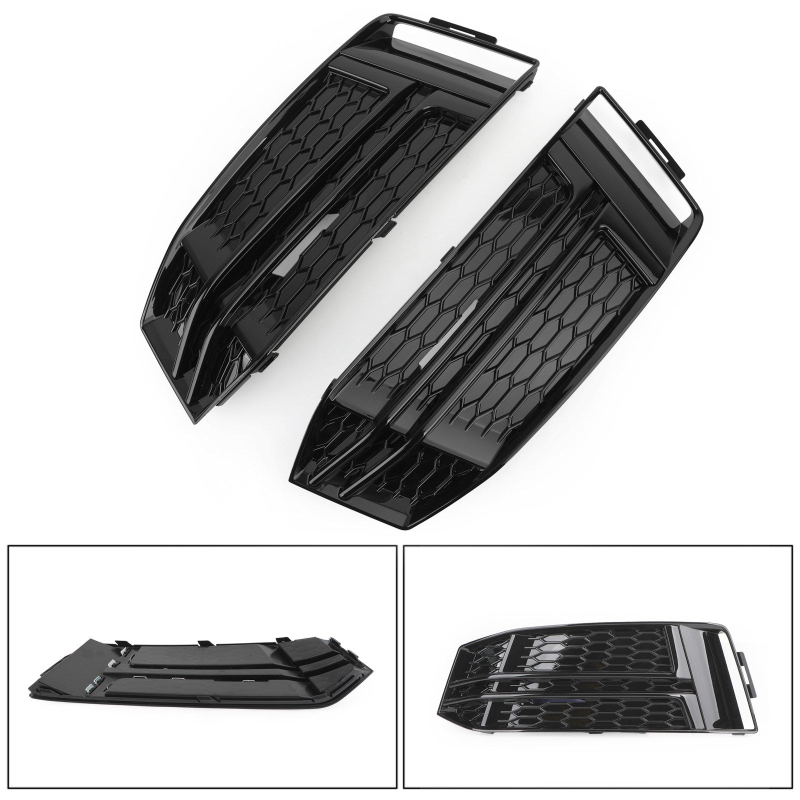 Audi S4/A4 B9 S-LINE 2016-2018 2PCS Black Front Fog Light Cover Bumper Grill 8W0807681F 8W0807682F Generic