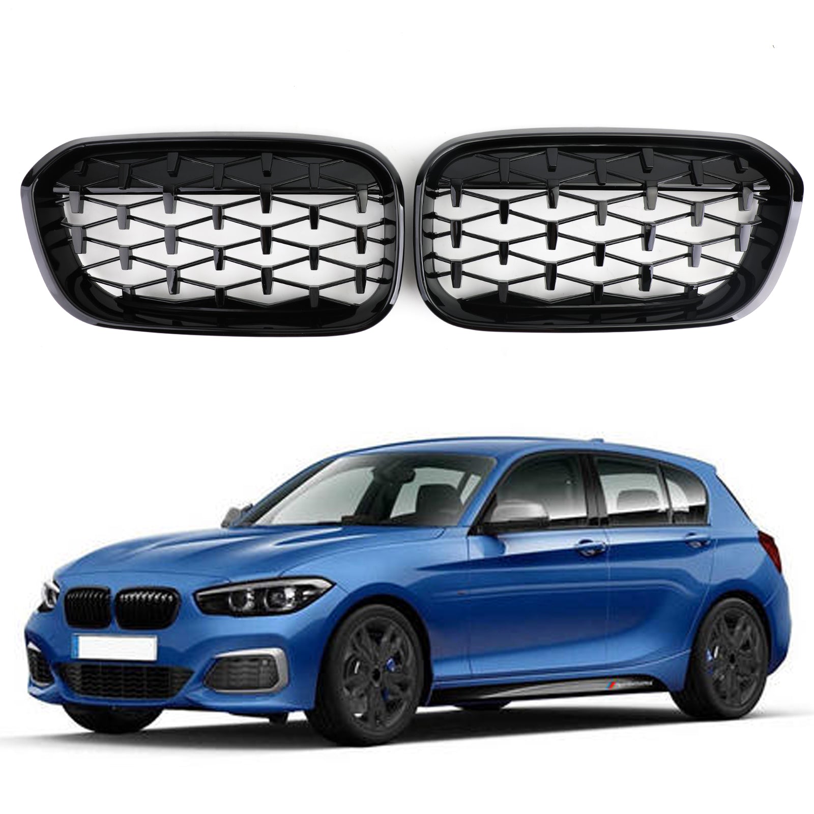 2015-2017 BMW 1 Series F20/F21 116d/118d/120d/118i/125i Front Kidney Grill Meteor Black Grille