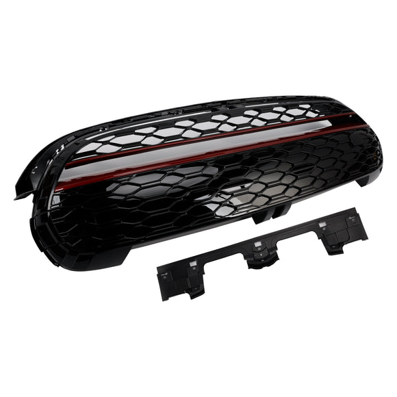 2014-2021 Mini Cooper F55 F56 F57 Parrilla estilo GP Parachoques delantero Rejilla con borde rojo negro brillante
