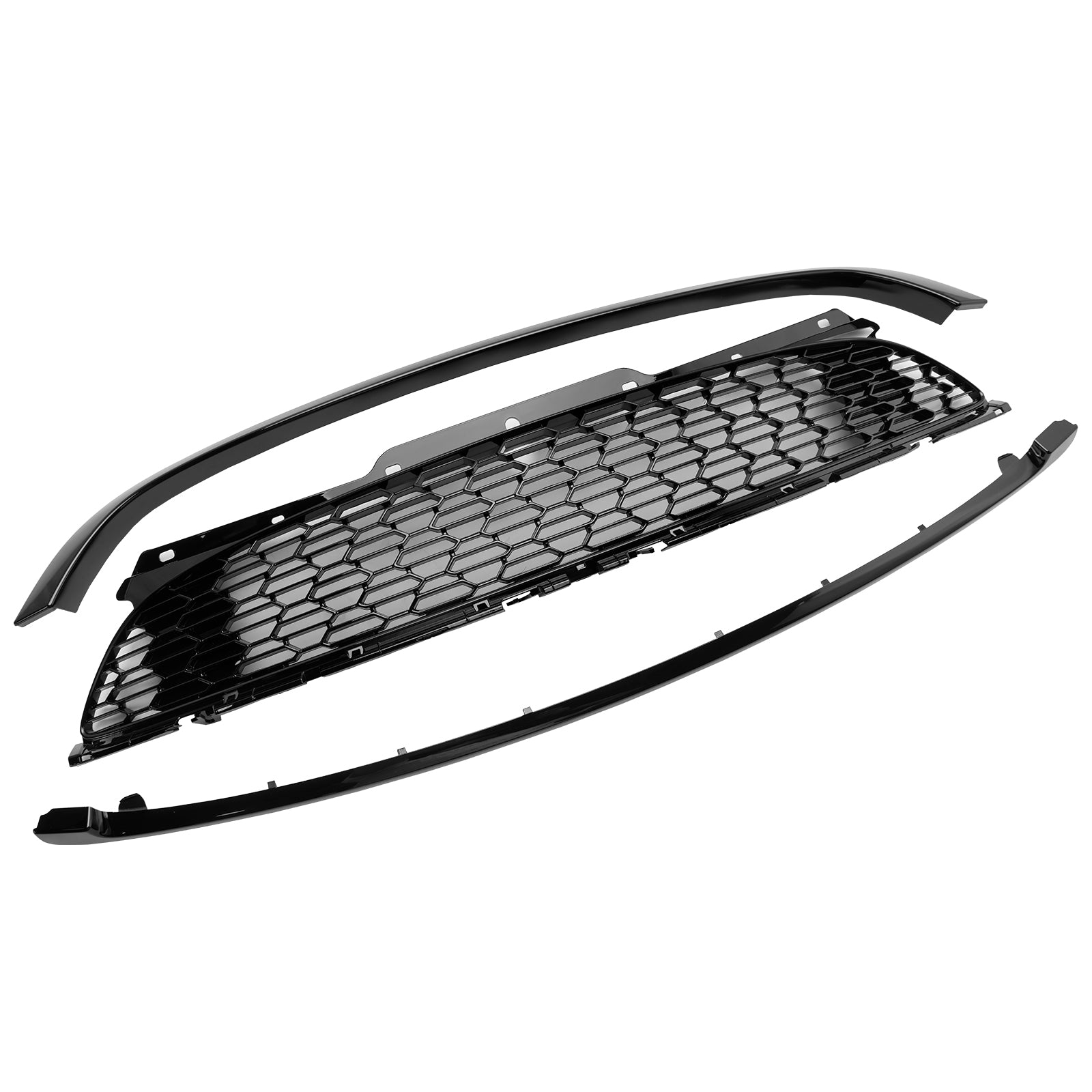 Parrilla delantera de repuesto estilo JCW, color negro brillante, para Mini Cooper S R55 R56 R57 R58 R59 2007-2015, 3 piezas