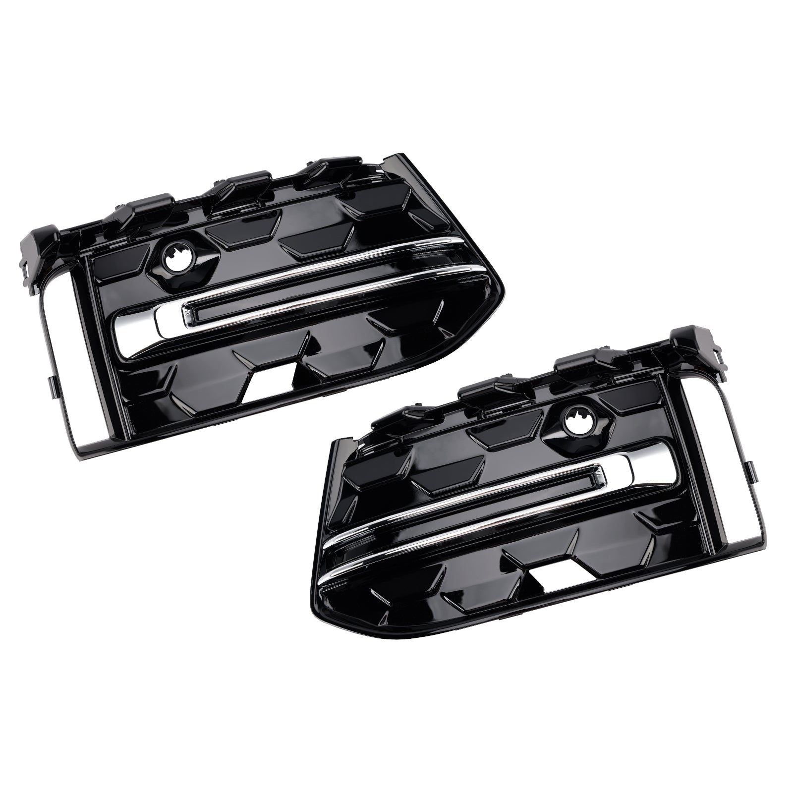Audi A6 C8 2023-2025 Parrilla de cubierta cromada negra 2 piezas Parachoques delantero Luz antiniebla Rejilla embellecedora