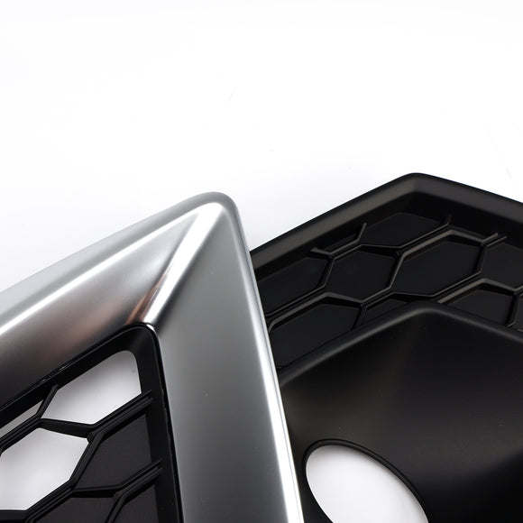 Audi A4 B9.5 S-Line/S4 2020-2024 Zilveren afwerking Honingraat Mistlamp Grille Voorbumper Onder Mist Grille Cover 5056617301387 8W0807681BEN