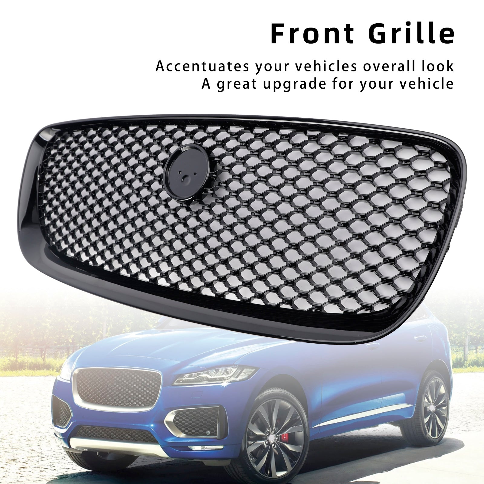 2016-2020 Jaguar F-PACE X761 Gloss Black Grille Front Bumper