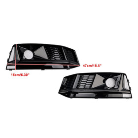 Calandre de phare antibrouillard noire pour pare-choc avant, 2 pièces, compatible avec Audi A4 B9 S4 2016 – 2019 - 0