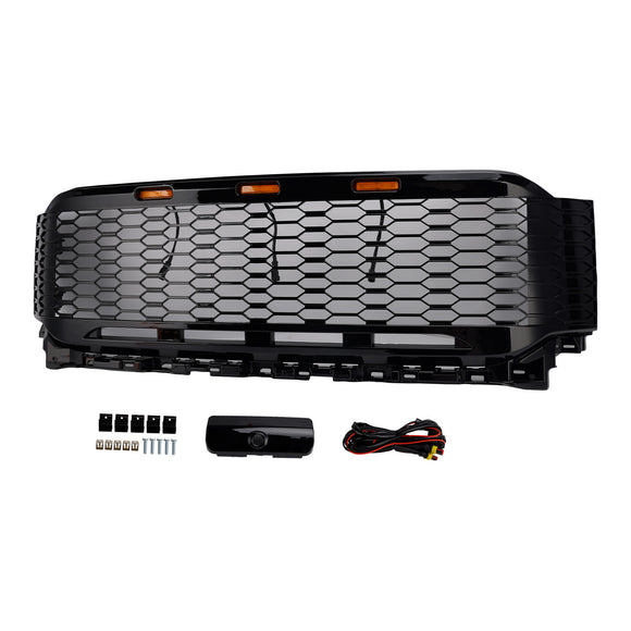 Vervanging ABS Voorbumper Grille Grill Fit Ford F150 2021-2023 Raptor W/LED