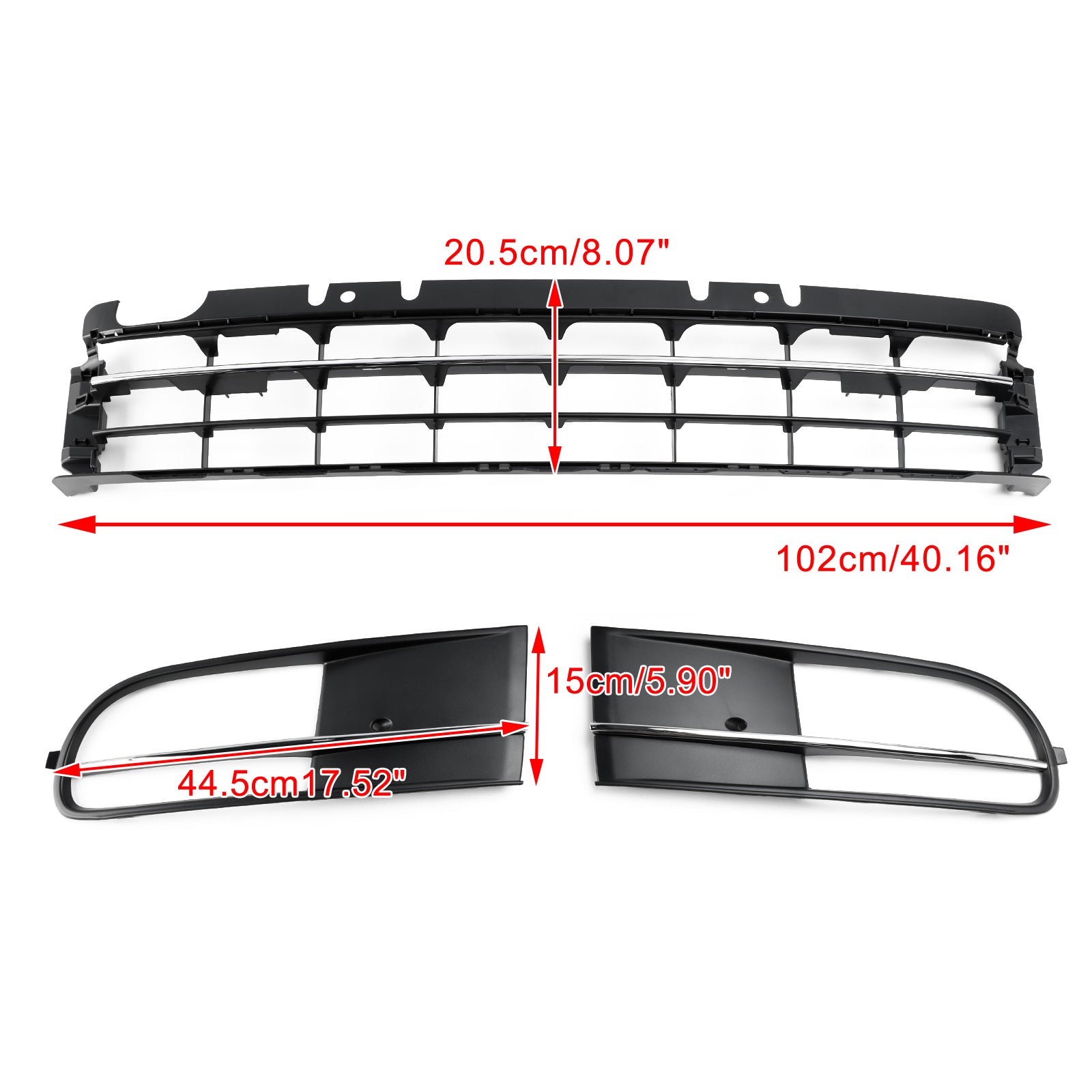 Volkswagen Beetle 5C 2012-2016 Front Bumper Lower Grille + Fog Light Grill Generic