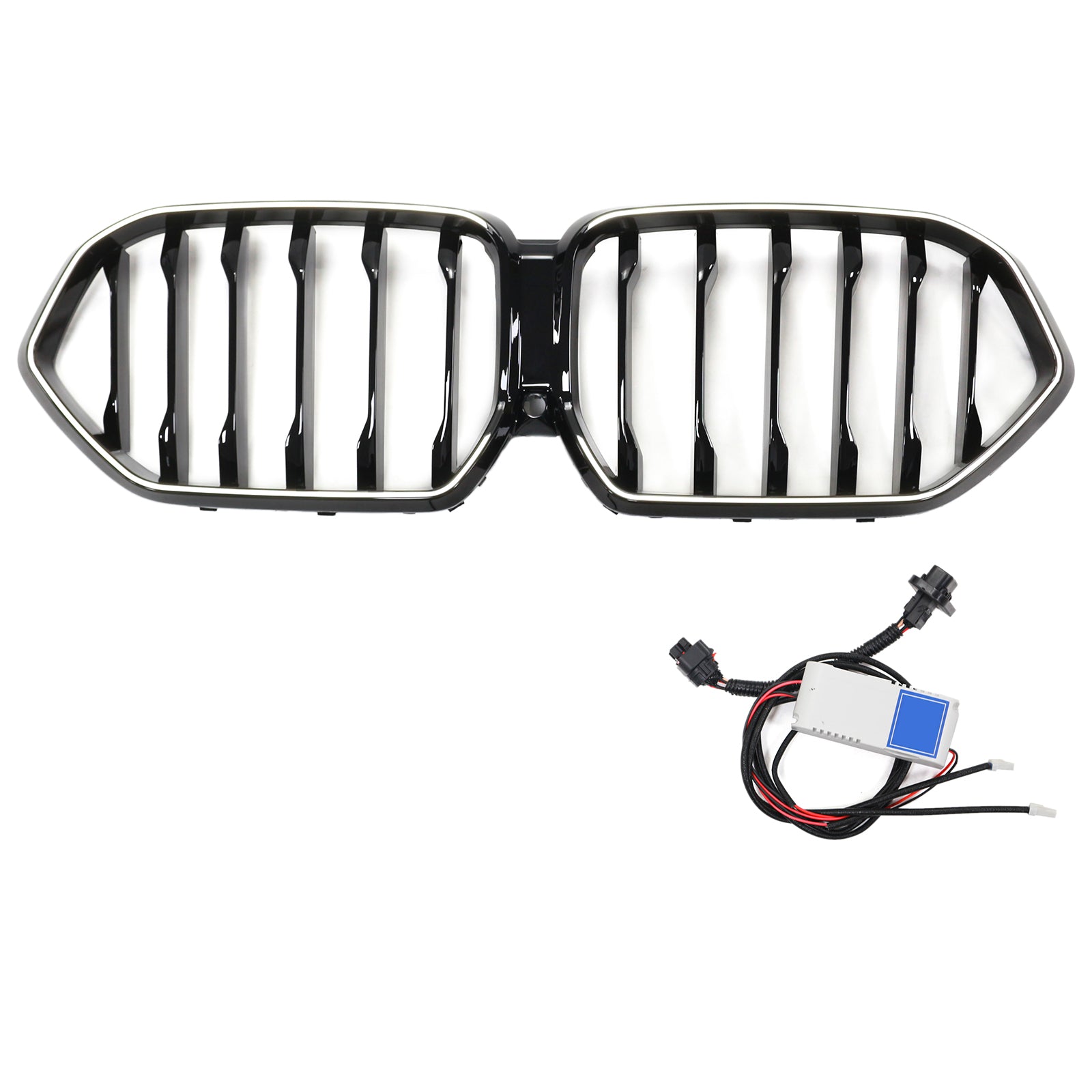 Black Front Bumper Grille Grill Fit BMW X6 G06 M50i 2020-2022 W/Camera Hole