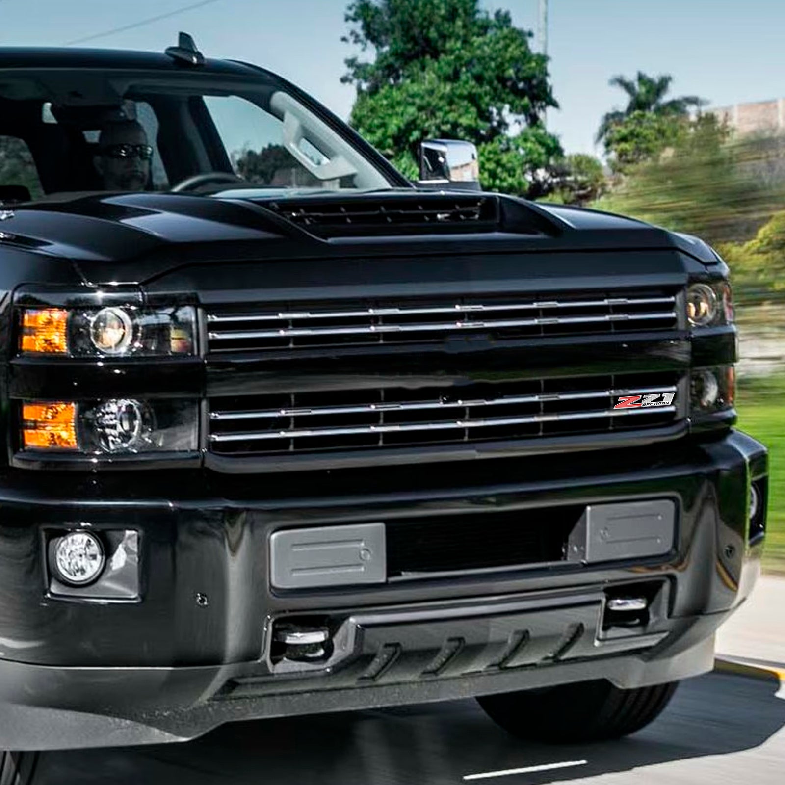 Z71 Badge OFF ROAD Front Grille for Silverado Sierra Grill Red Chrome Emblem