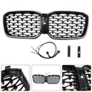 2022-2025 BMW X3 G01 / X4 G02 Kidney Front Bumper Grille Black Diamond Grill With LED Strip Light-5
