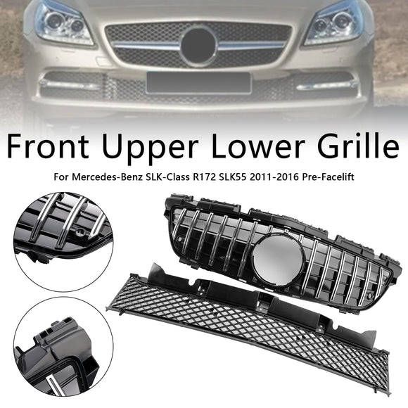 Grade inferior dianteira superior cromada compatível com Mercedes SLK-Class R172 SLK55 2011-2016