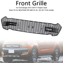Matte Black Front Bumper Grill Grille Fit Ford Ranger 2015-2019 T7 W/LED-1