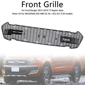 Grade preta fosca da grade do pára-choque dianteiro para Ford Ranger 2015-2019 T7 W/LED
