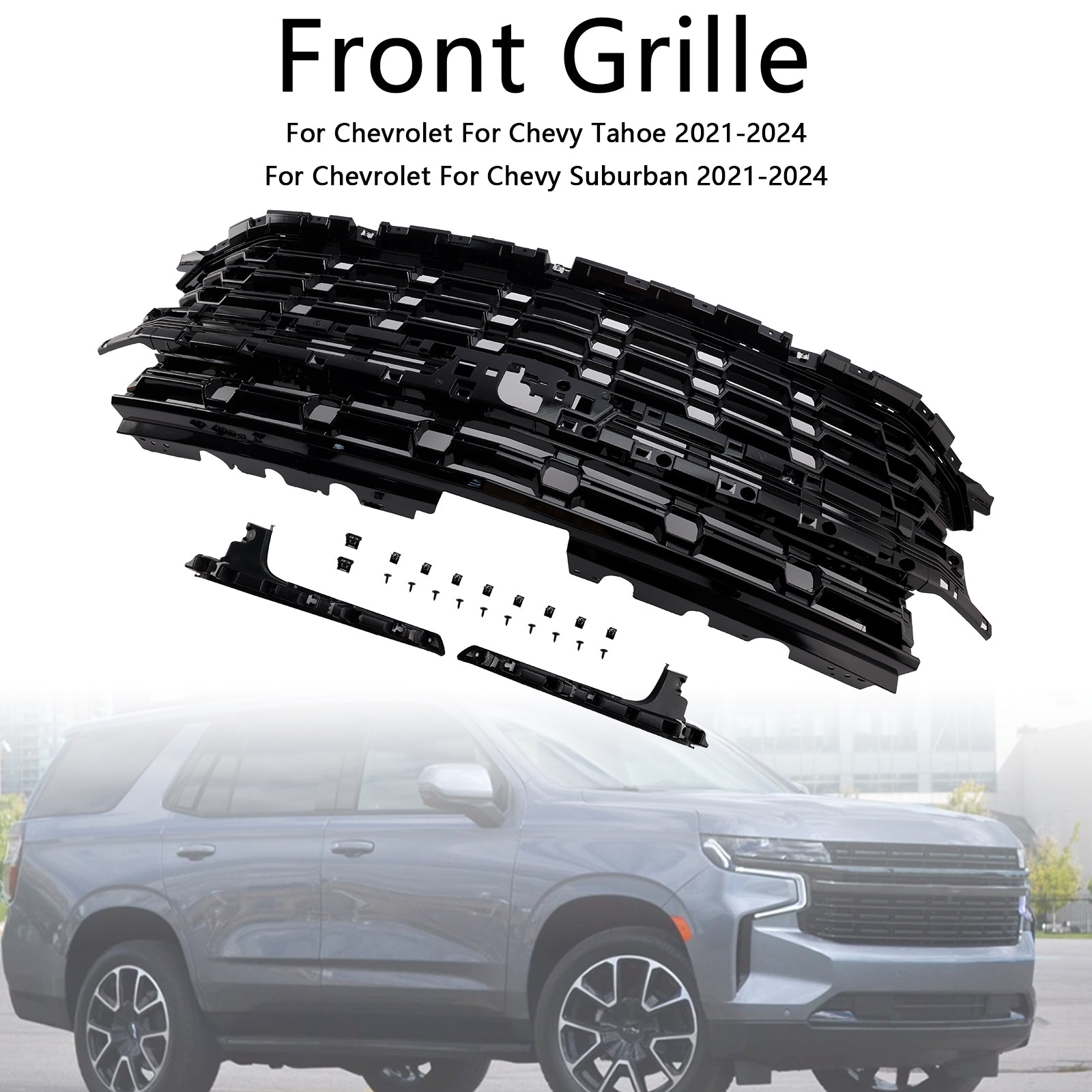 Grille de pare-chocs avant Z71-Look pour Chevrolet Tahoe/Suburban 2021-2024 Noir