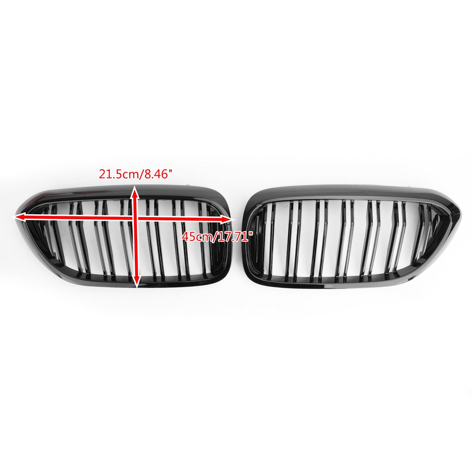 Rejilla frontal tipo riñón para BMW Serie 5 G30 G31 Sedan 2017-2019, color negro brillante, doble listón genérico - 0